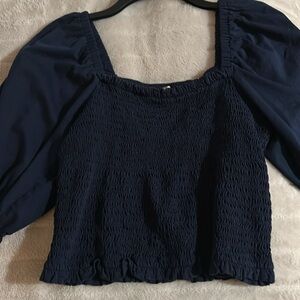 Loft Navy Blue Crop Top